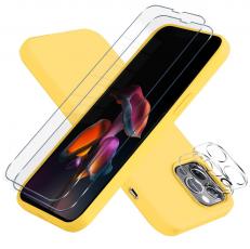 A-One Brand - iPhone 13 Pro [5-PACK] 1 X Skal - 2 X Kameralinsskydd - 2 X Härdat Glas - Gul