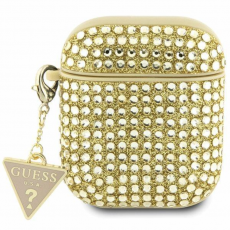 Guess - Guess AirPods 1/2 Skal Rhinestone Triangle Charm - Guld