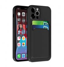 A-One Brand - iPhone 14 Pro Max Mobilskal Korthållare Silikon TPU - Svart
