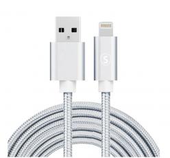 SiGN - SiGN USB till Lightning Kabel, 2.1A, 3m, Nylon - Silver