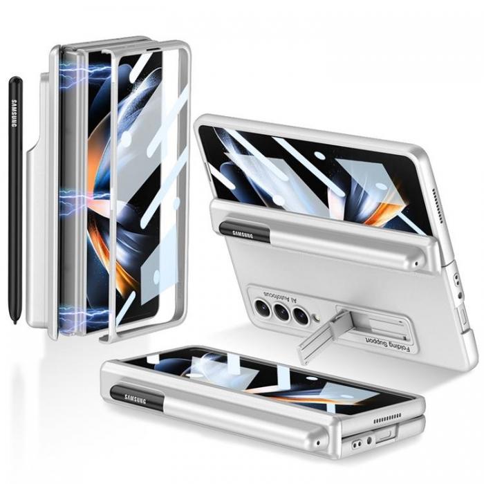 GKK - GKK Galaxy Z Fold 4 Skal Magnetic Kickstand - Silver
