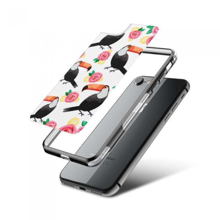 UTGATT5 - Fashion mobilskal till Apple iPhone 8 - Tukan flowers