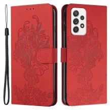 A-One Brand - Tiger Flower Plånboksfodral till Galaxy A52 5G - Röd
