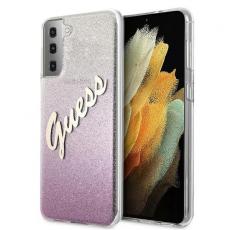 Guess - Guess Skal Galaxy S21 Plus Glitter Gradient Script - Rosa