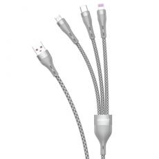 Dudao - Dudao 3in1 microUSB-C Lightning Kabel 1.2m - Grå