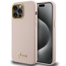 Guess - iPhone 15 Pro Rose Silikonfodral - Guess HC Metal Logo