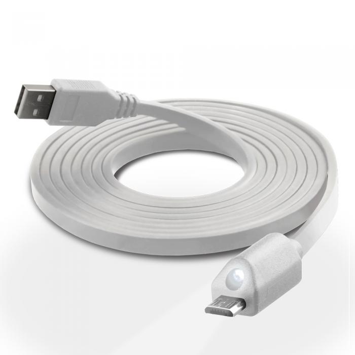 UTGATT4 - Naztech MicroUSB-kabel med Ledlampa (Vit)