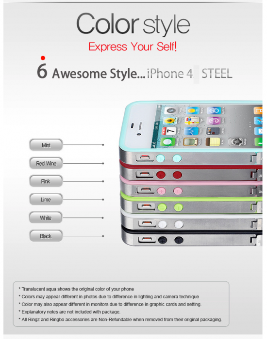 UTGATT5 - iPhone 4 Ringke Steel Bumper (SVART) + Skrmskydd