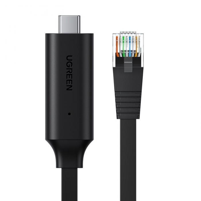 UTGATT5 - UGreen USB Type C - RJ45 Console platt Kabel 1,5m Svart