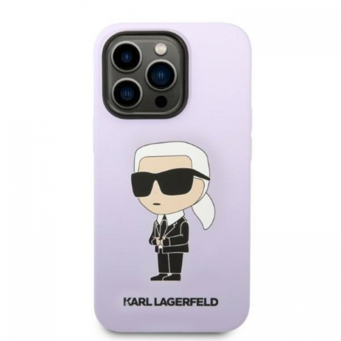 KARL LAGERFELD - Karl Lagerfeld iPhone 14 Pro Skal Silicone Ikonik - Lila