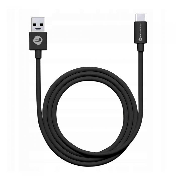 Forcell - FORCELL kabel USB-A till USB-C 3.0 3A C398 TUBE svart 1m