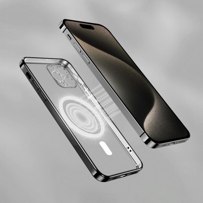 OEM - iPhone 14 Svart Skal Stttlig Elektroplterad Mag TPU