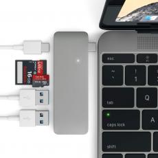 Satechi - Satechi USB-C Pass Through USB Hub  3-i-1 hub - Grå