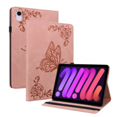 A-One Brand - iPad mini 6 (2021) Fodral Imprinted Butterfly Flower - Rosa