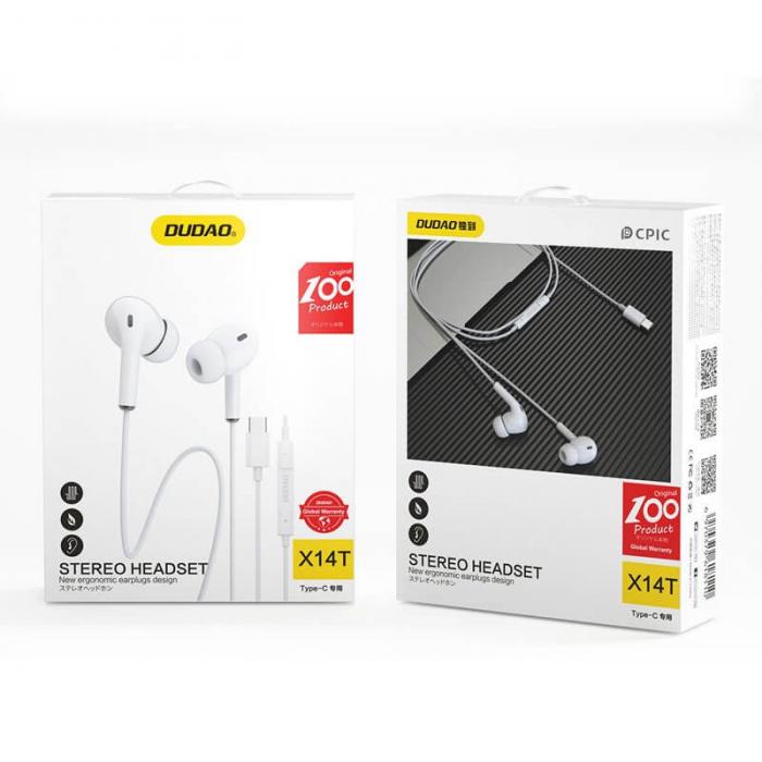 UTGATT4 - Dudao in-ear Hrlur USB-C headset med fjrrkontroll Vit