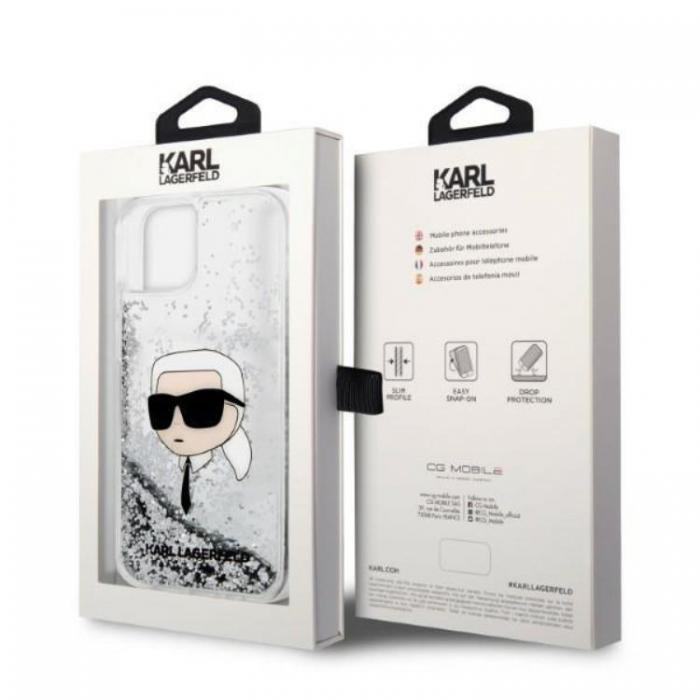 KARL LAGERFELD - Karl Lagerfeld iPhone 14 Skal Glitter Karl Head - Silver