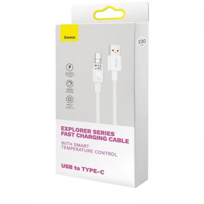 BASEUS - Baseus USB-A Till USB-C Kabel 2m 100W - Vit