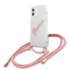 Guess - Guess Skal iPhone 12 Mini Script Vintage Strap - Rosa