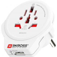 SKross - SKross El-Adapter Europa med USB - Vit