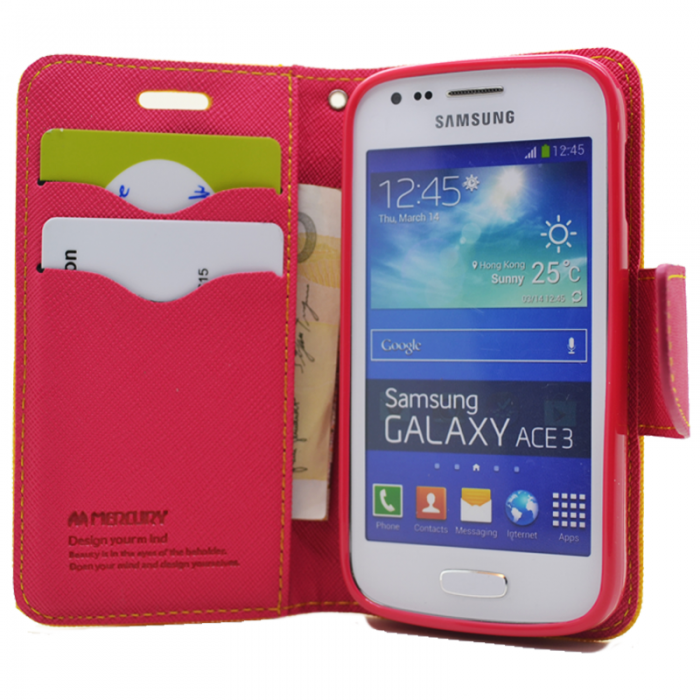 UTGATT4 - Mercury Fancy Diary Plnboksfodral till Samsung Galaxy Ace 3 S7272 (Gul)