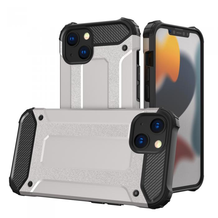 Ruhtel - Hybrid Armor Tough Rugged Skal iPhone 13 mini - Silver
