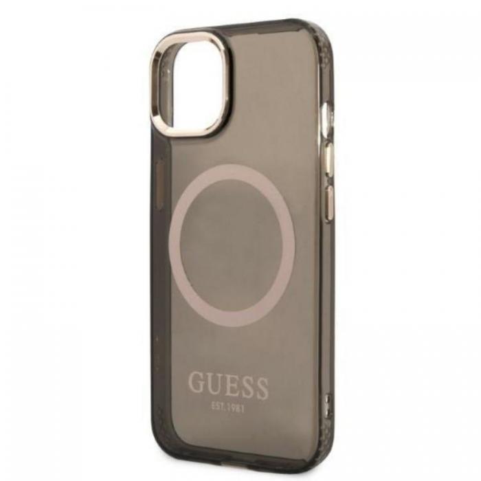 Guess - GUESS iPhone 13 Skal MagSafe Gold Outline Translucent - Svart