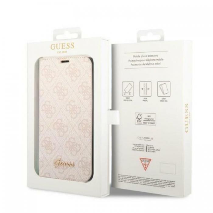 Guess - GUESS iPhone 14 Plus Plnboksfodral 4G Vintage Gold Logo - Rosa