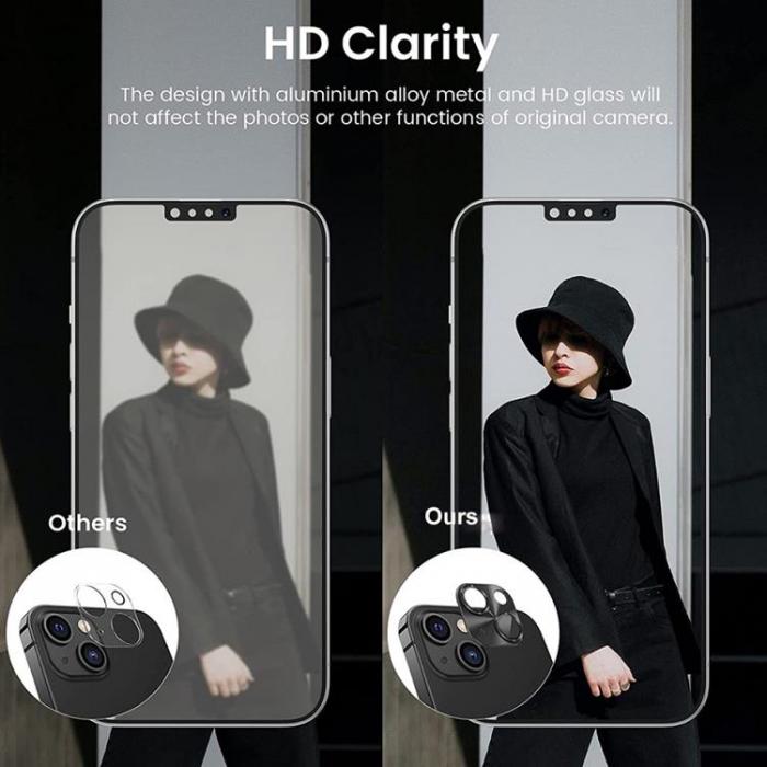 UTGATT1 - ENKAY iPhone 14/14 Plus Kameralinsskydd Hrdat Glas - Svart