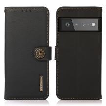 KHAZNEH - Khazneh Äkta Läder Plånboksfodral Google Pixel 6 Pro - Svart