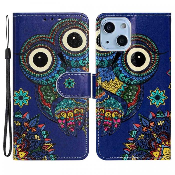 A-One Brand - iPhone 14 Plnboksfodral Folio Flip - Owl