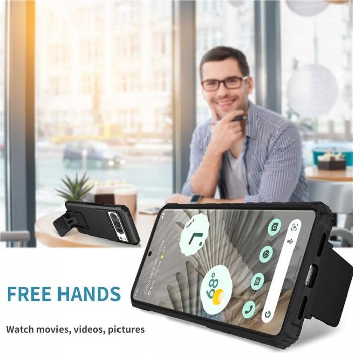 A-One Brand - Google Pixel 8 Mobilskal Slide Kamera Kickstand - Svart