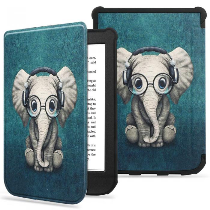 UTGATT - PocketBook Lux 4/5/HD 3 Fodral Smartcase - Glad elefant