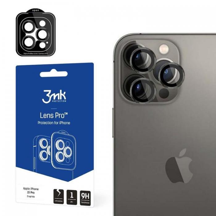 3MK - 3MK iPhone 15 Pro Max Kameralinsskydd i Hrdat Glas
