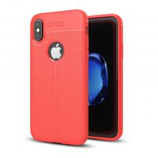A-One Brand - Litchi Skin TPU Mobilskal till iPhone XS / X - Röd