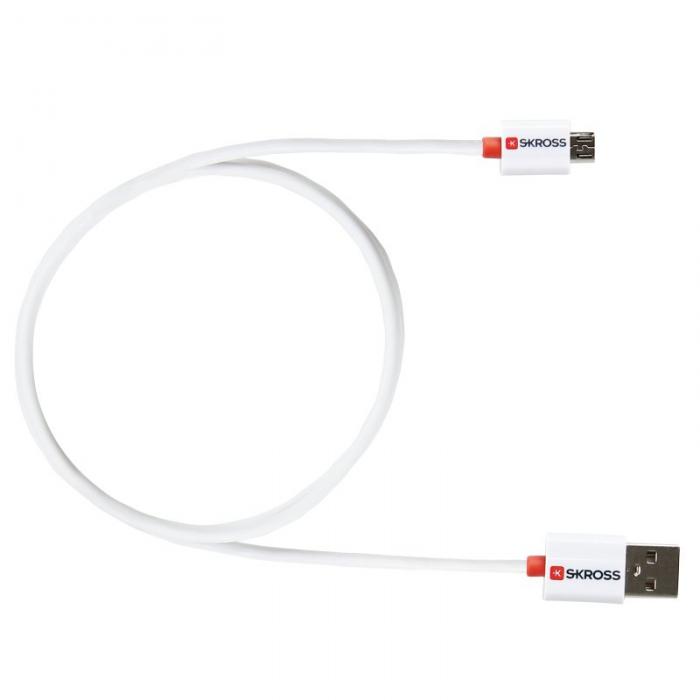 UTGATT1 - SKross Ladd-/Synkkabel Micro USB 1m - Vit