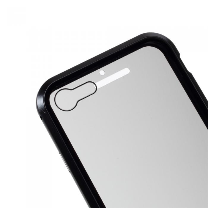 A-One Brand - Magnetisk Metal skal med Hrdat Glas iPhone 7/8/SE 2020 - Svart