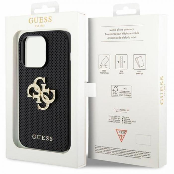 Guess - Guess iPhone 15 Pro Mobilskal Perforated 4G Glitter Logo - Svart