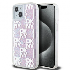 DKNY - DKNY iPhone 14 Mobilskal Liquid Glitter Multi Logo - Rosa