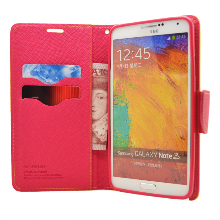 UTGATT4 - Mercury Fancy Diary Plnboksfodral till Samsung Galaxy Note 3 N9000 (Gul)