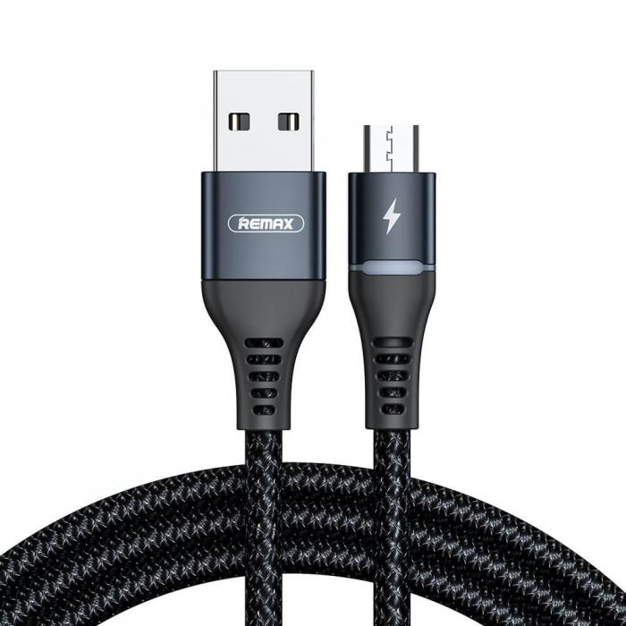 UTGATT5 - Remax Wire USB micro USB KabelLED ljus 2,4 A 1 m Svart
