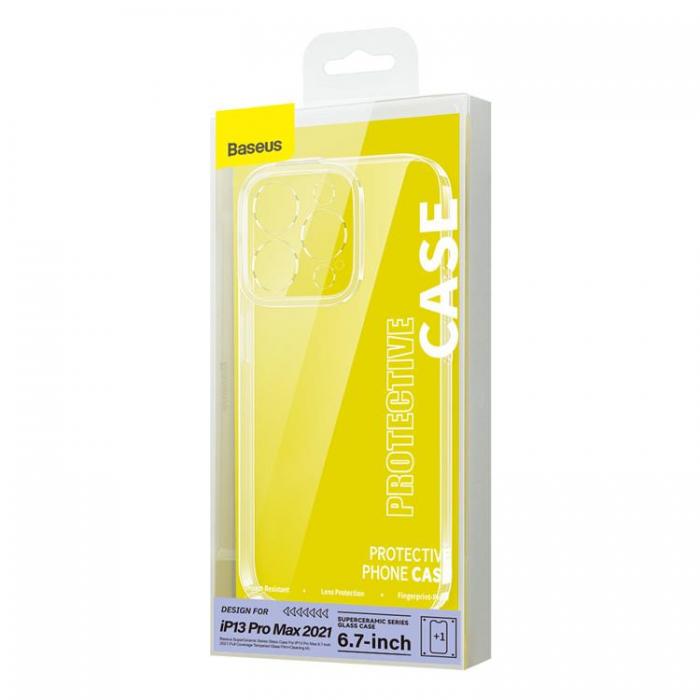 BASEUS - Baseus iPhone 13 Pro Max Skal SuperCeramic + Cleaning Kit - Transparent