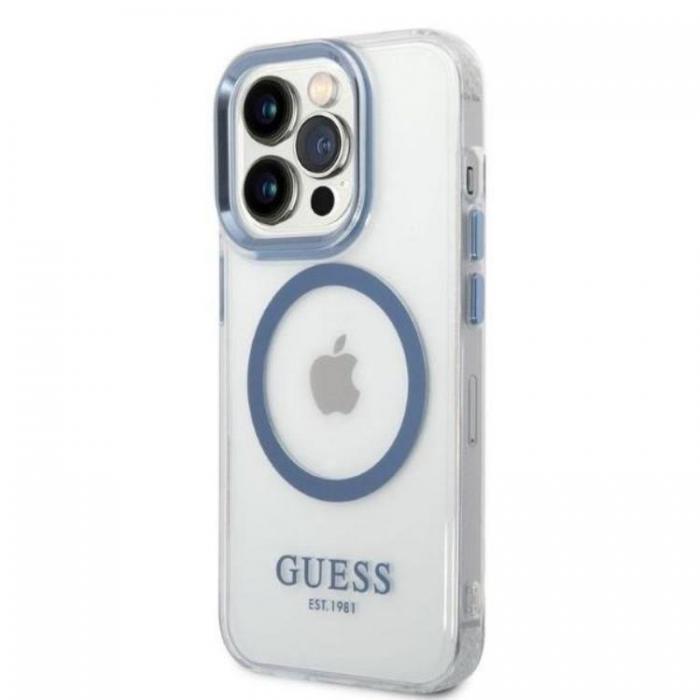 Guess - GUESS iPhone 14 Pro Skal Magsafe Metal Outline - Bl