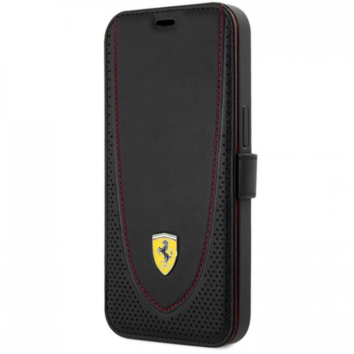 Ferrari - Ferrari iPhone 13 Pro Plnboksfodral Lder Curved Line - Svart