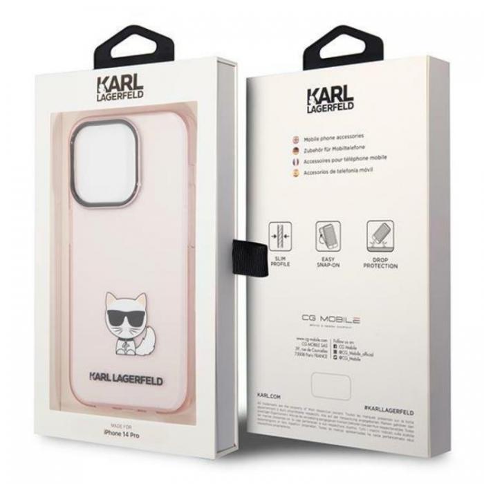 KARL LAGERFELD - Karl Lagerfeld iPhone 14 Pro Max Skal Transparent Choupette Body - Rosa