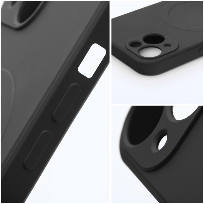 OEM - Silikon Magsafe Skal fr iPhone 12 i svart med magnetiskt lock.