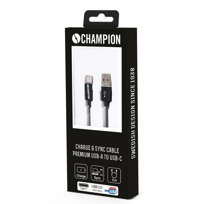 UTGATT5 - Champion USB 2.0 C till A, 2m Premium - Svart