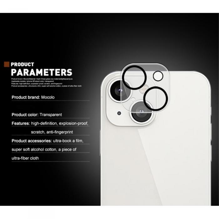 Mocolo - Mocolo Kameralinsskydd i Hrdat Glas iPhone 13 Mini - Clear