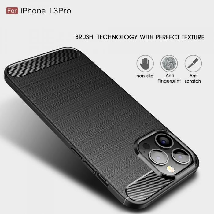 A-One Brand - Carbon Fiber Texture Skal iPhone 13 Pro - Svart