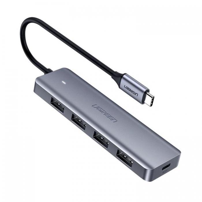 Ugreen - Ugreen USB Type C HUB - 4x USB 3.2 Gen 1 med USB-C Strmport - Svart