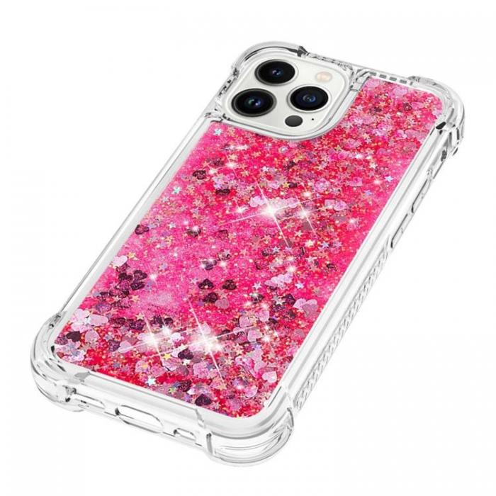 A-One Brand - iPhone 14 Pro Skal Liquid Floating Glitter - Rosa